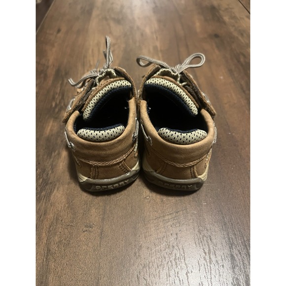 Sperry Kids Lanyard Boat Shoes Size 5M Brown Leather Nautical Casual Deck Shoes - Picture 3 of 6